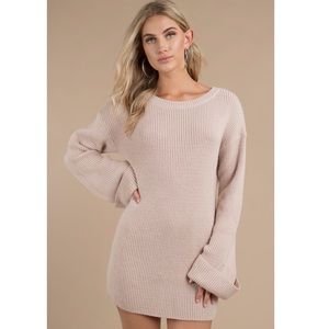 Nude color sweater dress